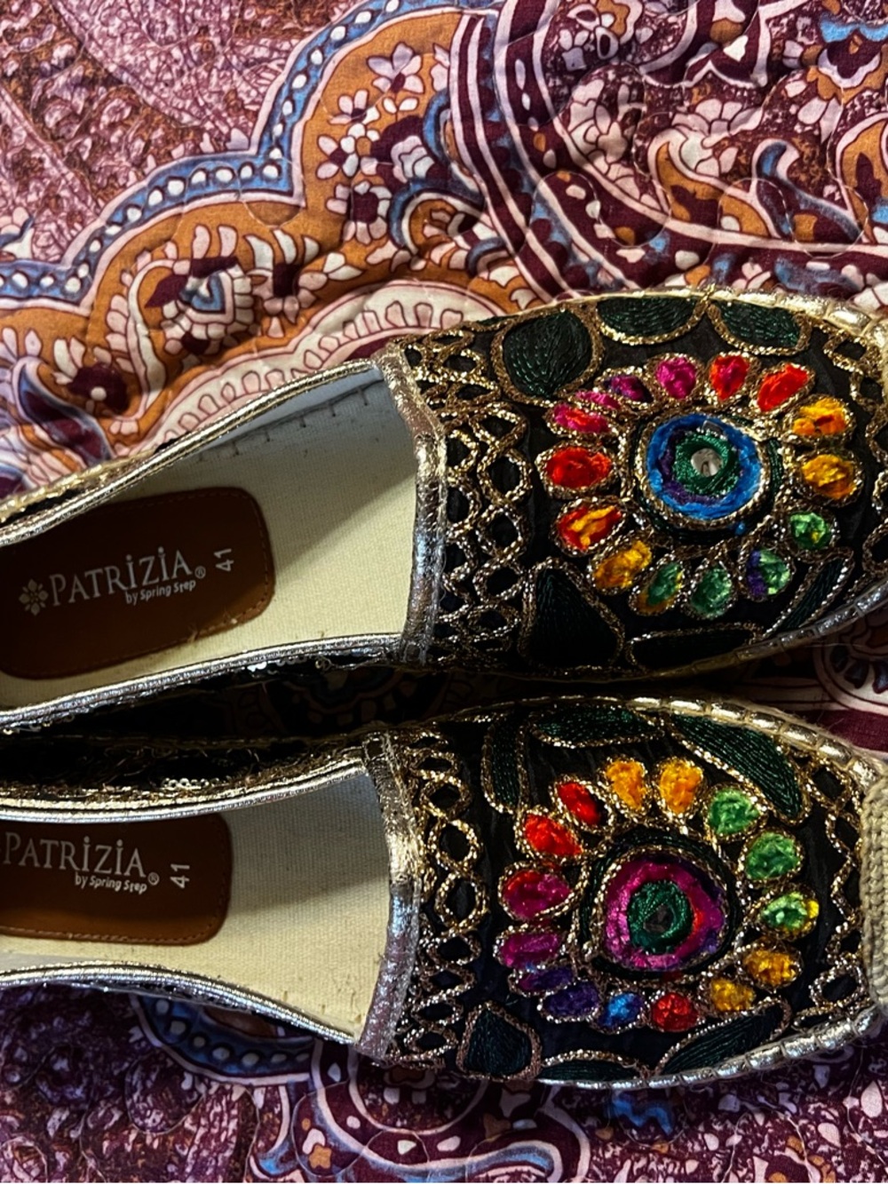 Multicolor Embellished Slip-On Flats -